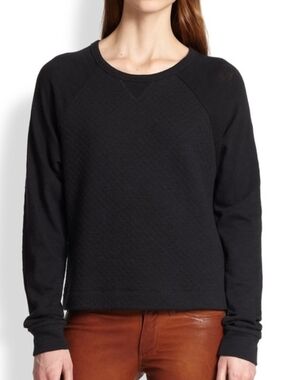 rag & bone / Jean Black Quilted Crewneck Sweater